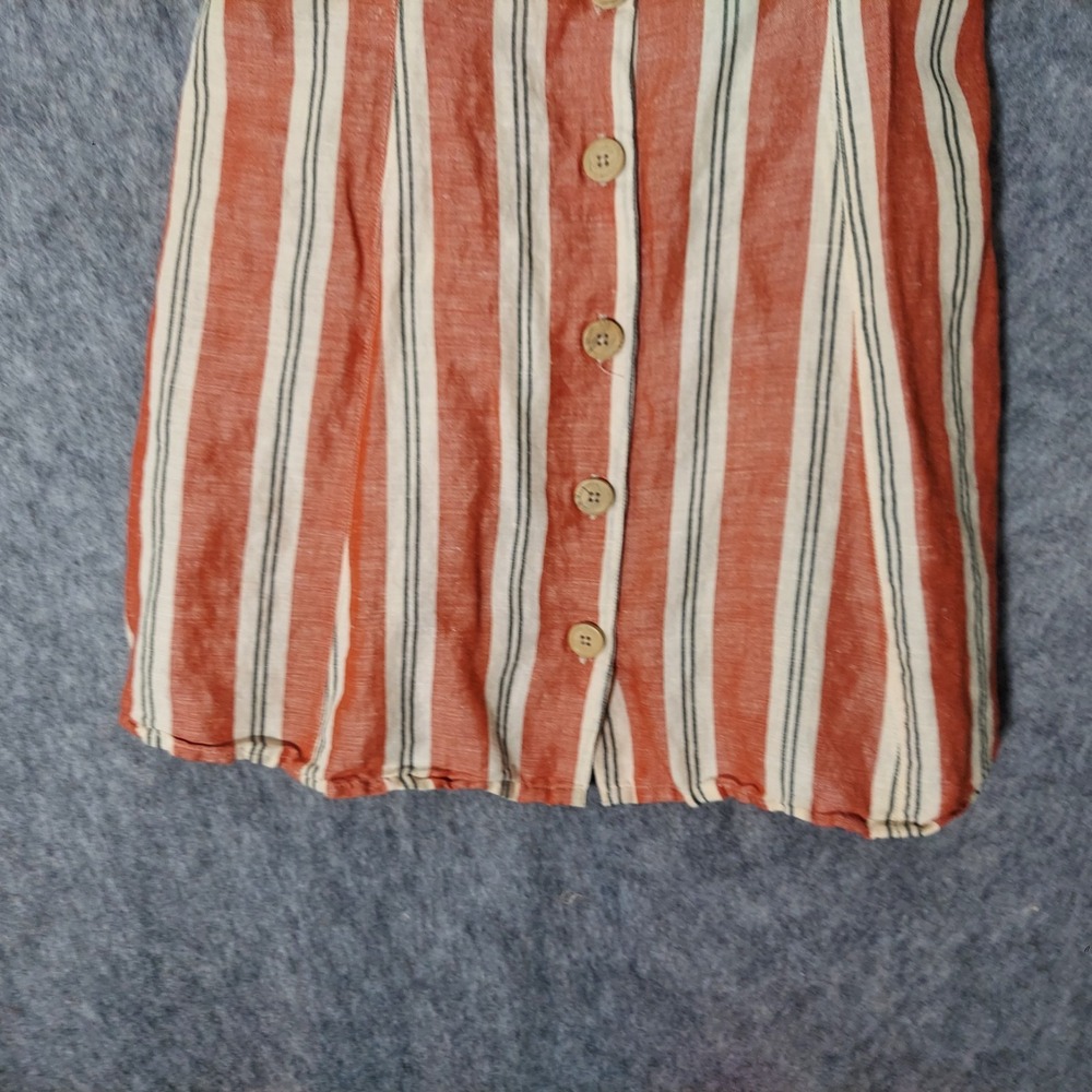 Urban Outfitters Dress Women S Red Striped Linen Button Front Strappy Nautical - Picture 3 of 10